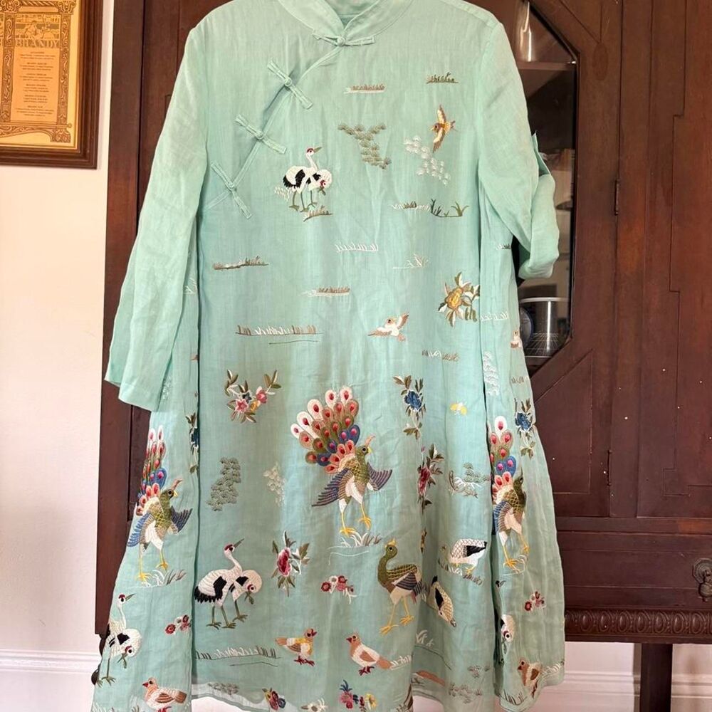 Vintage Silk Embroidered Mandarin Tunic